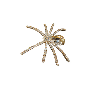 Gold tone Rhinestone Spider Brooch 2.5”x 2.25" Excellent Condition